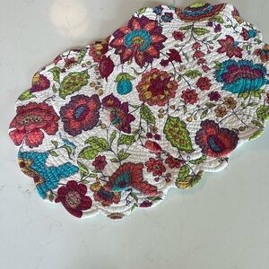 April Cornell Set of Floral Quilted Placemats (reversible)